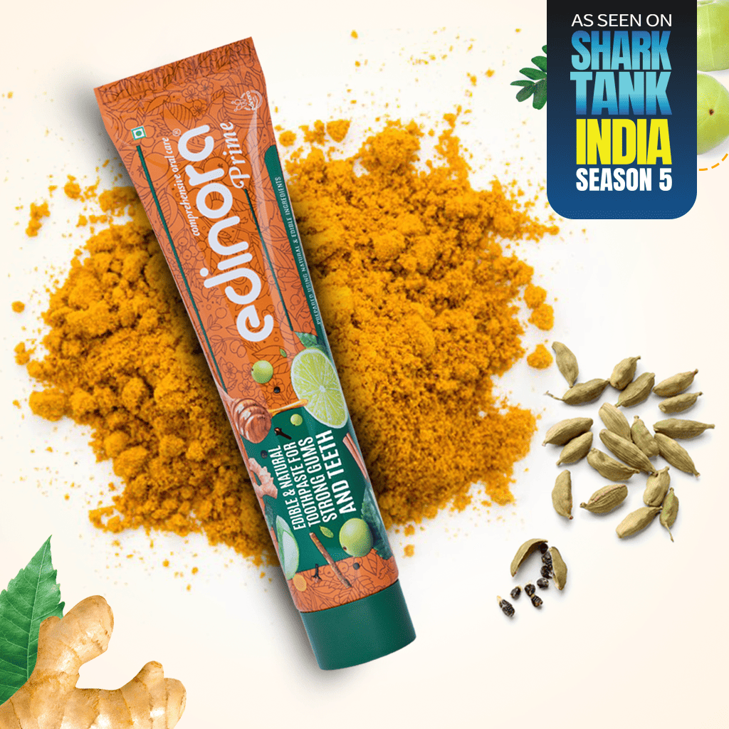 EDINORA Prime Toothpaste | Blend Of Essential Oil & Herbal Powders | No SLS, Parabens, Sulphates | Microbiome friendly  (90g)