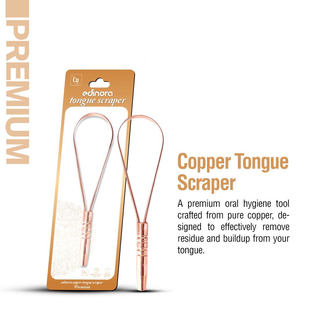 Edinora Premium Copper tongue Scraper | Tongue Cleaner | Pure Natural Copper | Eco friendly