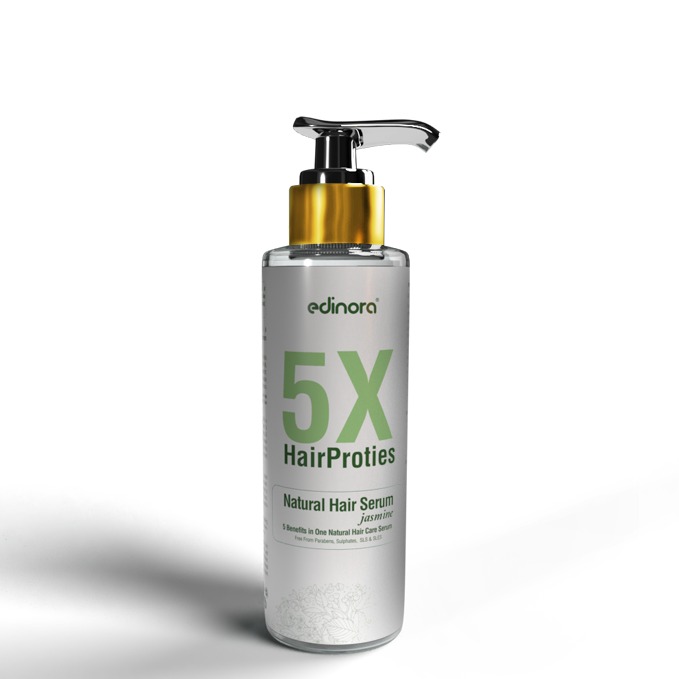 Edinora 5X Hair Proties Natural Serum | Jasmine | 5 Benefits in 1 | Helps reduce hair fall, thinning, dandruff, promote growth (200ml)