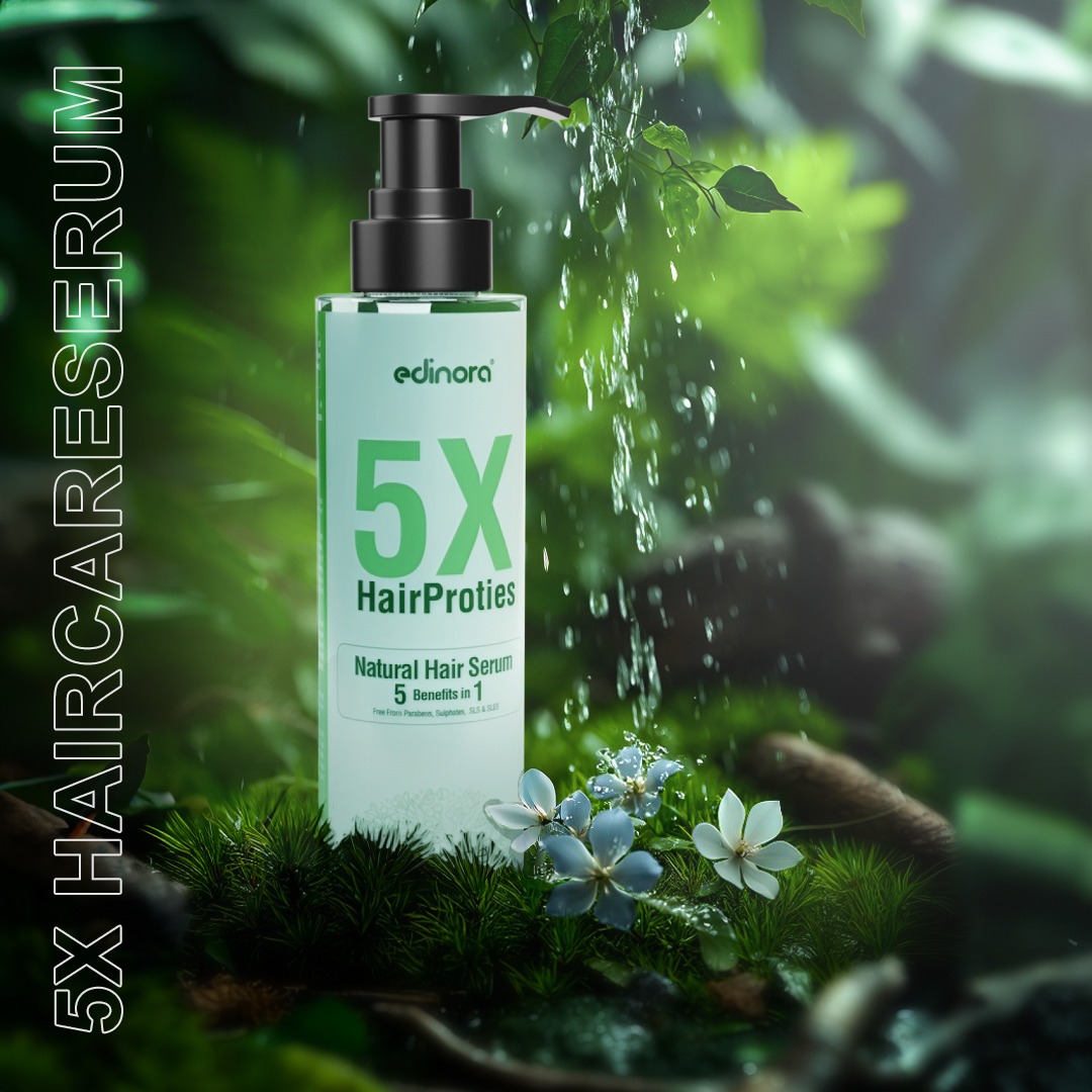 Edinora 5X Hair Proties Natural Serum | Jasmine | 5 Benefits in 1 | Helps reduce hair fall, thinning, dandruff, promote growth (200ml)
