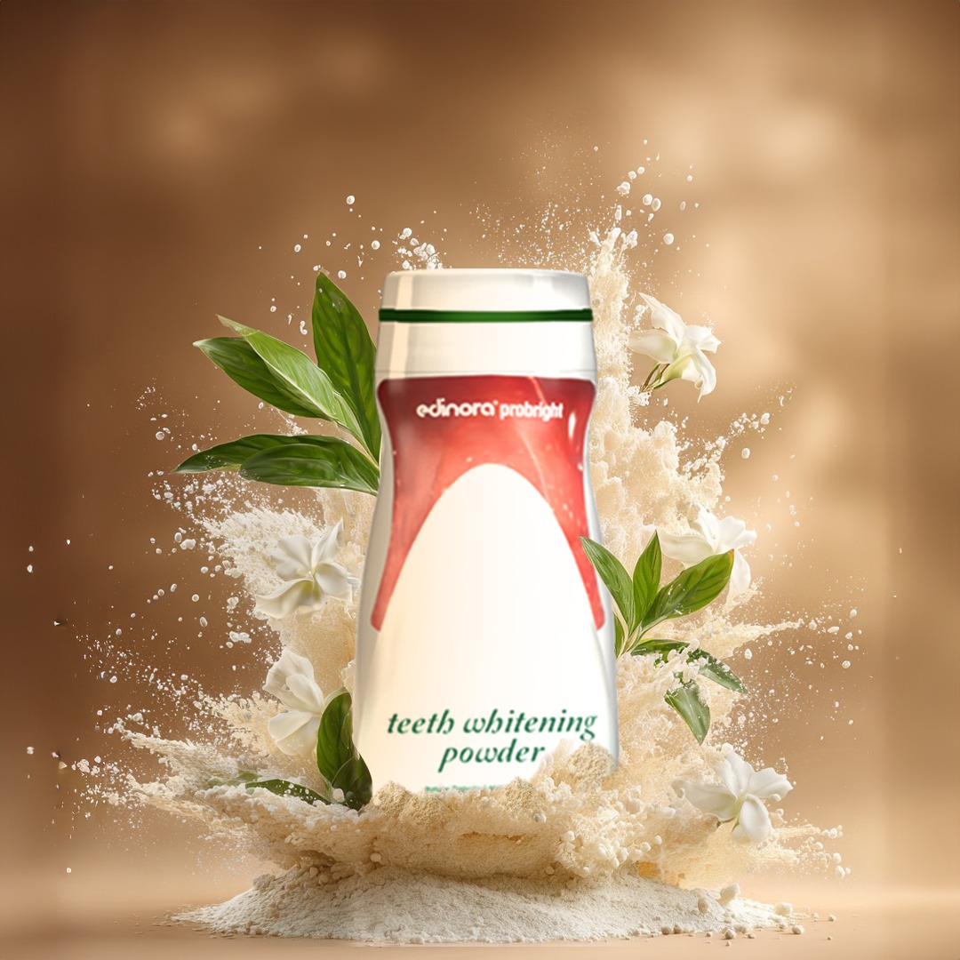 Edinora Probright Natural Teeth Whitening Powder | Mild Stain Remover, Mouth Freshener | Asparagus, Natural Kaolin Clay, Hadjod | 80g