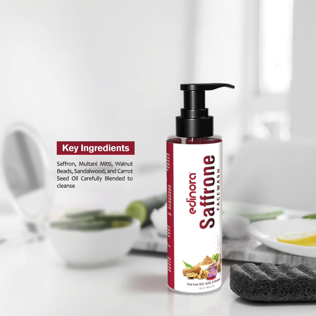 Edinora Saffron Brightening Facewash with Niacinamide | Helps Fight Acne | 100ml